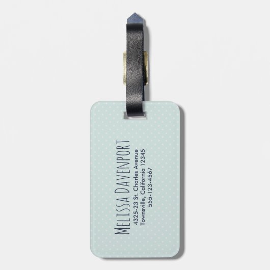 可愛いラマ柄オン水玉模様 ラゲッジタグ (裏面縦)