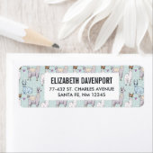 可愛いラマ柄オン水玉模様 ラベル (インサイチュ)