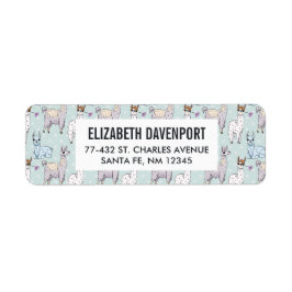 可愛いラマ柄オン水玉模様 ラベル