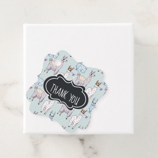 可愛いラマ柄水玉模様ありがとう フェイバータグ (インサイチュ)