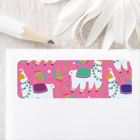 可愛いラマ柄 ラベル (インサイチュ)