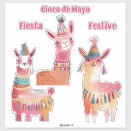 可愛いラマ水彩色Cinco de Mayo シール