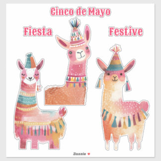 可愛いラマ水彩色Cinco de Mayo シール