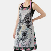 可愛いラマ絵画ウォーターバラエプロン エプロン (インサイチュ)