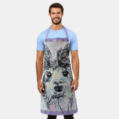 可愛いラマ絵画ウォーター色の動物エプロン エプロン (着用した状態)