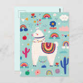 可愛いラマ葉書 ポストカード (正面/裏面)