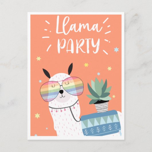 可愛いラマ葉書 ポストカード (正面)