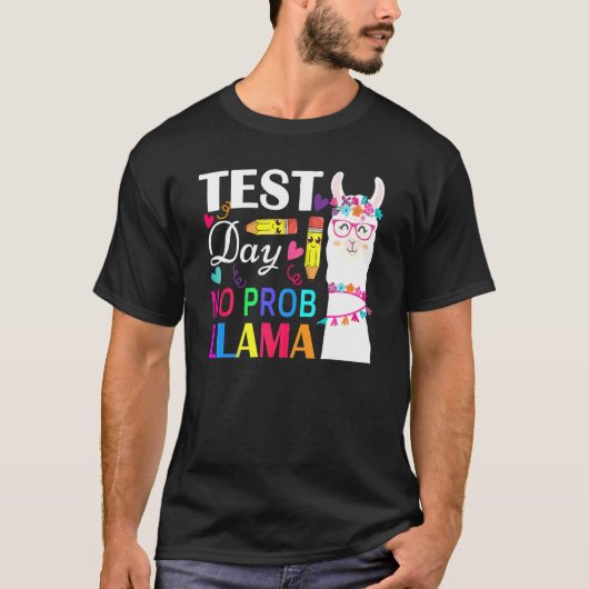 可愛いラマ試験日No Probラマ先生試験 Tシャツ (正面)