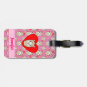可愛いラマ頭と赤いハートピンク背景 ラゲッジタグ (裏面横)