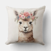 可愛いラマ・アルパカとフローラは愛と言う クッション (正面)