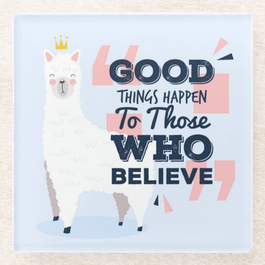 可愛いラマ ガラスコースター (正面)