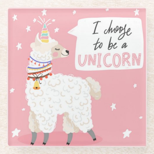 可愛いラマ ガラスコースター (正面)