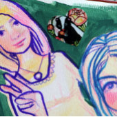 可愛いランナキュラススカンク愛好家ピンクの花 ハートシール