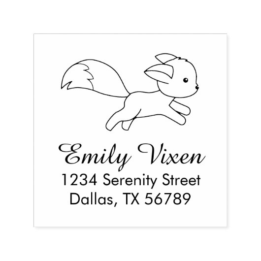 可愛いランニングキツネのアドレス自己インクスタンプ セルフインキングスタンプ (デザイン)