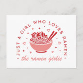 可愛いラーメン好き女の子だけのかわいいピンクの美学 ポストカード (正面)