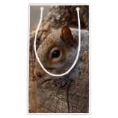 可愛いリスが彼女の穴から外を見る スモールペーパーバッグ (正面)
