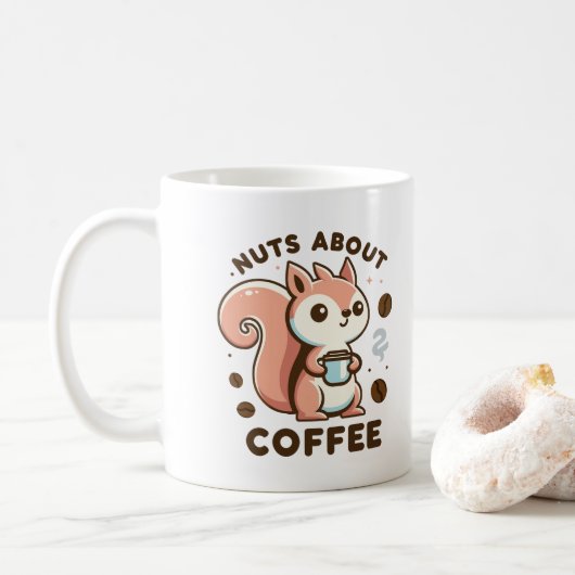 可愛いリスとコーヒー好きのナッツ コーヒーマグカップ (ドーナツ)