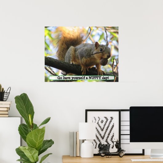 可愛いリスのユーモアのポスターを持っている ポスター (ホームオフィス)