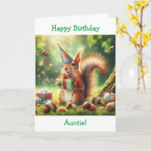 可愛いリスの誕生日ハット叔母の誕生日 カード (黄色い花)