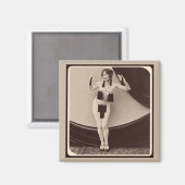 可愛いリスケー1920年代フラッパー・ガール マグネット (正面/裏面)