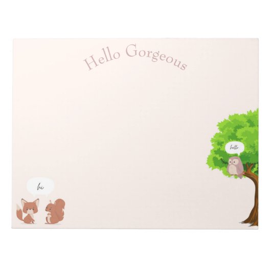 可愛いリストのためのキツネとリスのメモ帳 ノートパッド (正面)