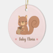 可愛いリス持ちアコーンベビーガールパーソナライズされた セラミックオーナメント (左)