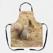 可愛いリス食べルのナッツの写真 エプロン (正面)