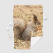可愛いリス食べルのナッツの写真 ゴルフタオル (インサイチュ)