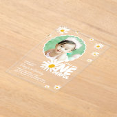 可愛いリッ恋しく思トルワンダーフルデイジー写真誕生日 アクリル招待状 (レイダウン)