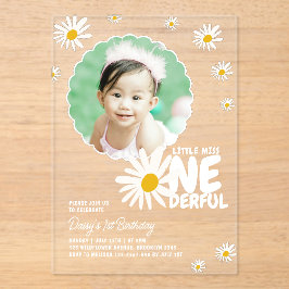 可愛いリッ恋しく思トルワンダーフルデイジー写真誕生日 アクリル招待状