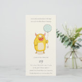 可愛いリトルアクアイエローモンスターベビーシャワー招待状 サンキューカード (スタンド正面)