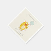 可愛いリトルアクアイエローモンスターベビーシャワー招待状 スタンダードカクテルナプキン (角)