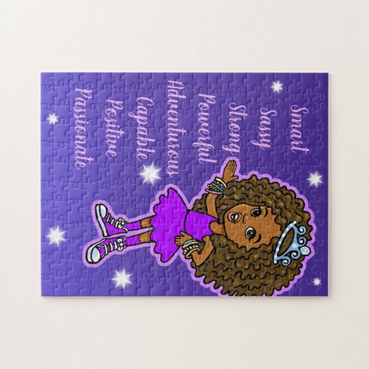 可愛いリトルアフリカンアメリカンプリンセス ジグソーパズル (横)