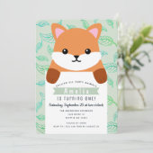 可愛いリトルキツネキッズファースト誕生日 招待状 (スタンド正面)