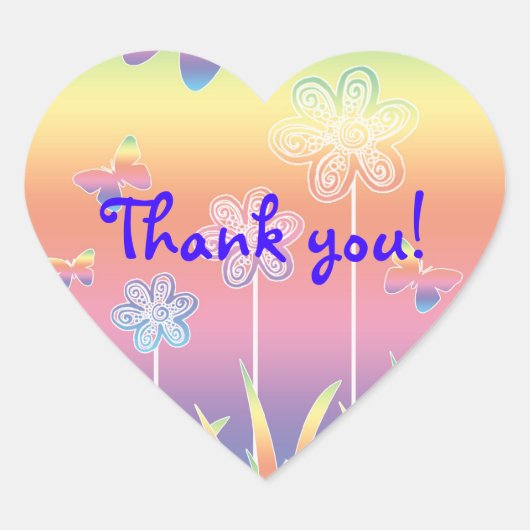 可愛いリトルサンキューステッカー ハートシール (正面)
