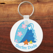 可愛いリトルサーファーデュデサーフボードとウェーブ キーホルダー (裏面)