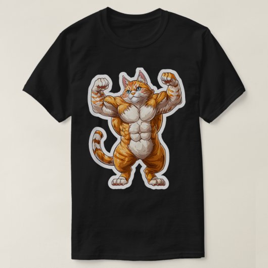 可愛いリトルジムキャットスポーツトレーニングリフト Tシャツ (デザイン正面)