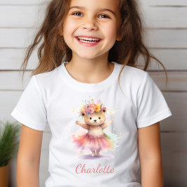 可愛いリトルダンサークマ水彩少女 Tシャツ