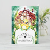 可愛いリトルチックウォーターカラー誕生日 招待状 (スタンド正面)