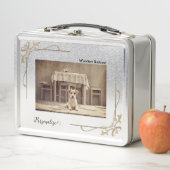 可愛いリトルテリア小型犬ヴィンテージペットスーツケース メタルランチボックス (インサイチュ)