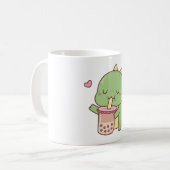 可愛いリトルディノ大好きボバミルクティー コーヒーマグカップ (正面左)