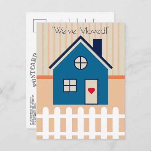 可愛いリトルハウス新しいホームムービングアナウンス 案内ポストカード (正面/裏面)