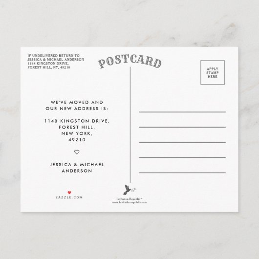 可愛いリトルハウス新しいホームムービングアナウンス 案内ポストカード (裏面)