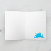 可愛いリトルバイキングオンバイキングルーン青い背景 シーズンカード (内部)