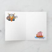 可愛いリトルバイキングオンバイキングルーン青い背景 シーズンカード (内部)