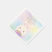 可愛いリトルバニー&フラワーベビーガールシャワーパーティー スタンダードカクテルナプキン (角)