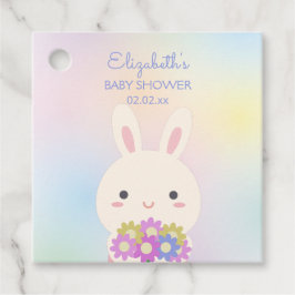 可愛いリトルバニー&フラワーベビーガールシャワーパーティー フェイバータグ