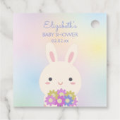 可愛いリトルバニー&フラワーベビーガールシャワーパーティー フェイバータグ (裏面)