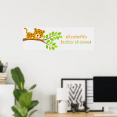 可愛いリトルヒョウ女の子ベビシャワーバナー ポスター (ホームオフィス)