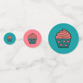 可愛いリトルピンクカップケーキテーマガールバースデーパーティー コンフェッティ (正面)